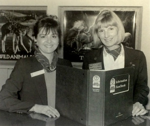 Photo: Sue Mason (right), 1991 at Visitor Center