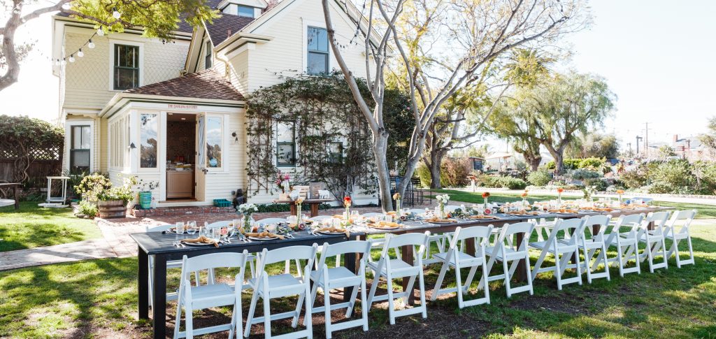 Outdoor table setup.