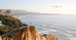 Clear skies overlooking Torrey Pines Cliffs in La Jolla, San Diego, CA